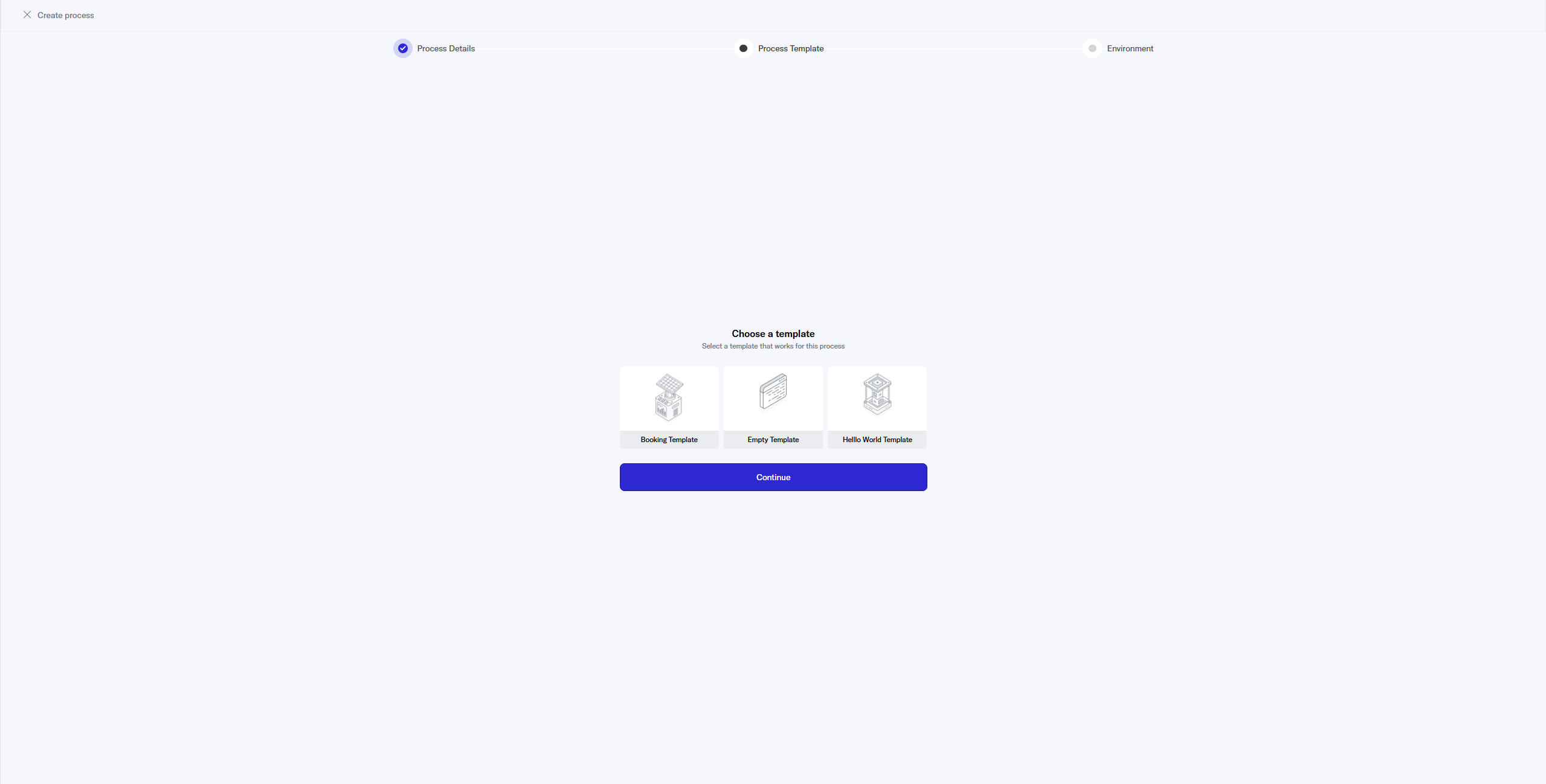 Template selection showing available starter workflows